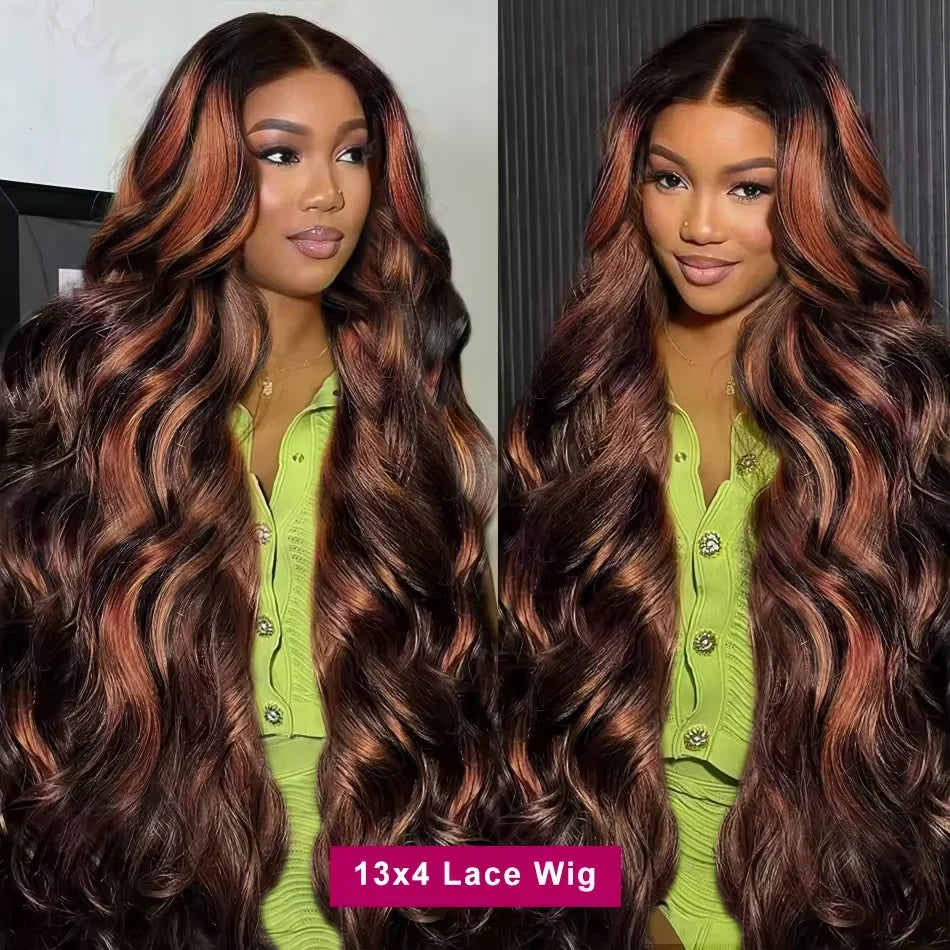 Body Wave Human Hair Wigs Highlight 13X6 hd Lace Frontal Wig 13X4 P4/27 Curly Front Wig 1B30 Brown Ombre Colored 100% Human Hair Style