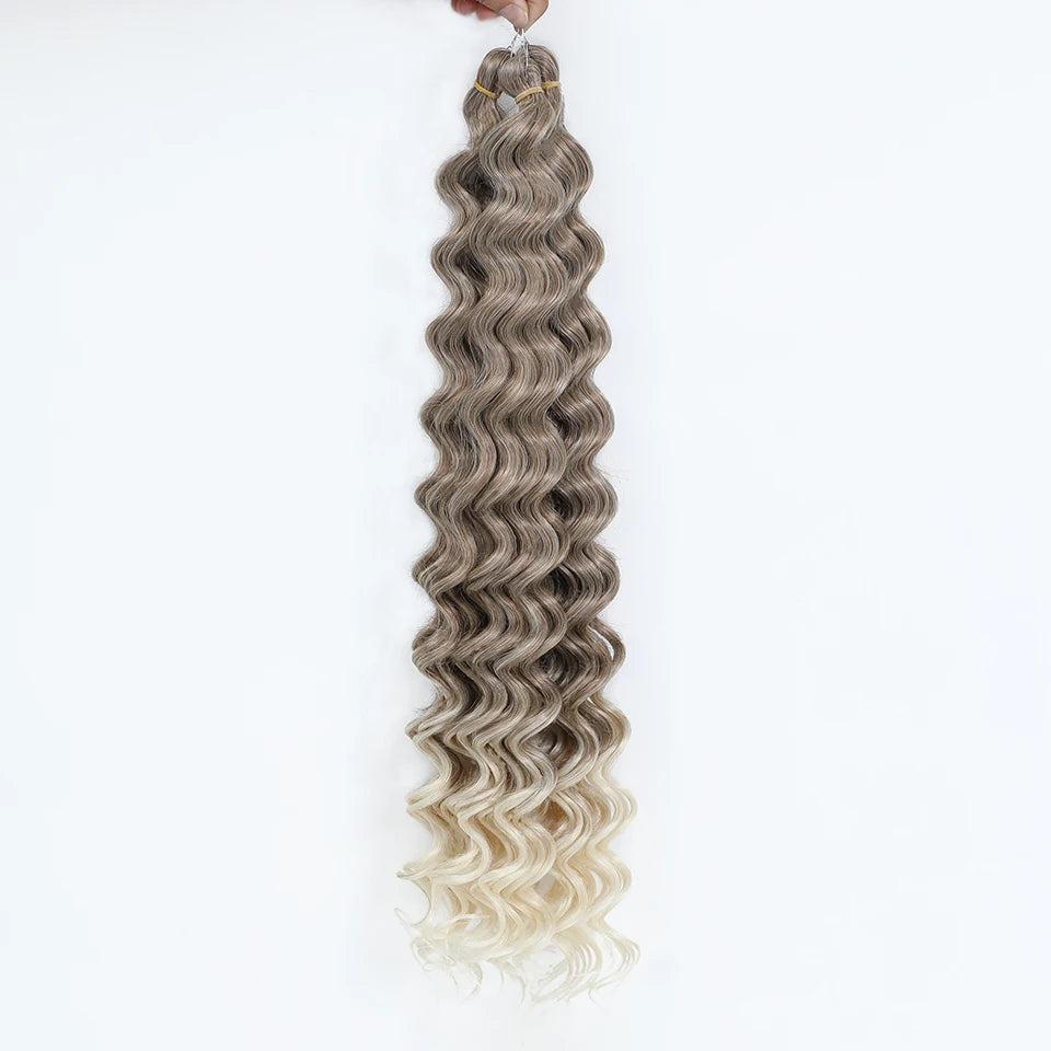 Wig Deep Wave Twist Braiding Hair Extensions and Accessories For Women High Quality Synthetic Crochet Braids Hair 24 Inch Wigs Ombre Bug Brown Afro Curls