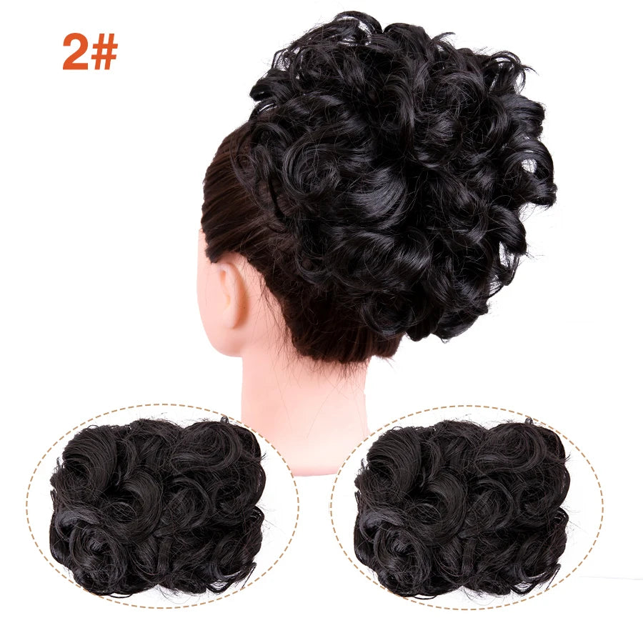 Leeons Syntheic Chignon Hair Wigs piece Curly Bun Hair Extensions and Accessories Scrunchie Updo Hair Pieces Combs In Messy Bun Hair Piece For Women Wig