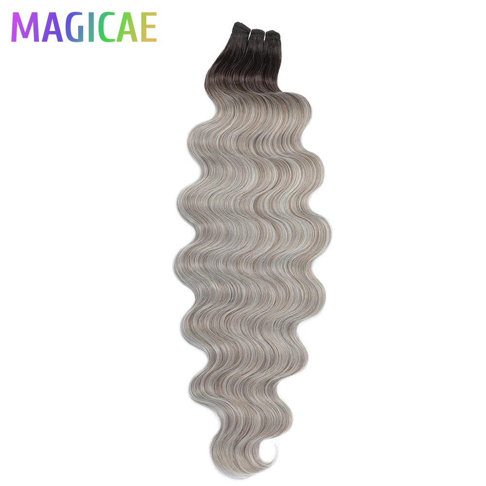 30Inches 200Grams Wig Magicae Rainbow Brown Brazilian Body Wave Bundles Colored Blond 27/613 Natural High Temperature Synthetic Hair Style Wigs