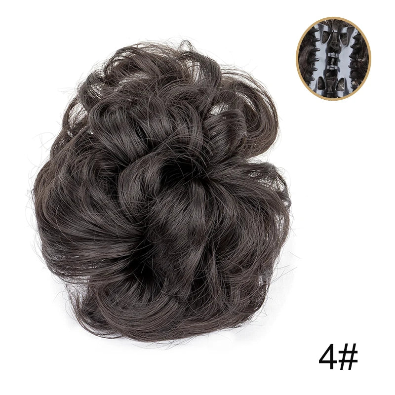 Synthetic Messy Wigs Bun Hair Chignon Updo Claw Clip Hair Extension and Accessories Short Curly Wavy Black Blonde Hairpiece for Women of Hair Wig