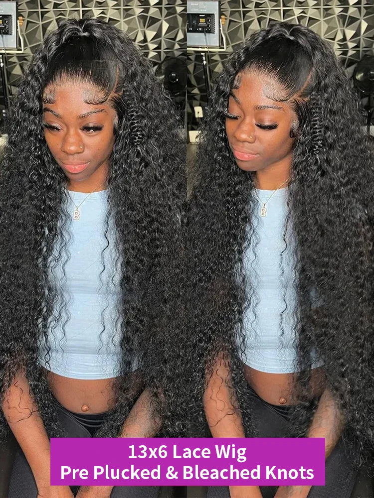 Transparent 250% Density Water Culry 360 Full Lace Frontal Wig Human Hair 40Inch Deep Wave 13x4 13x6 Hd Lace Front Wigs For Women