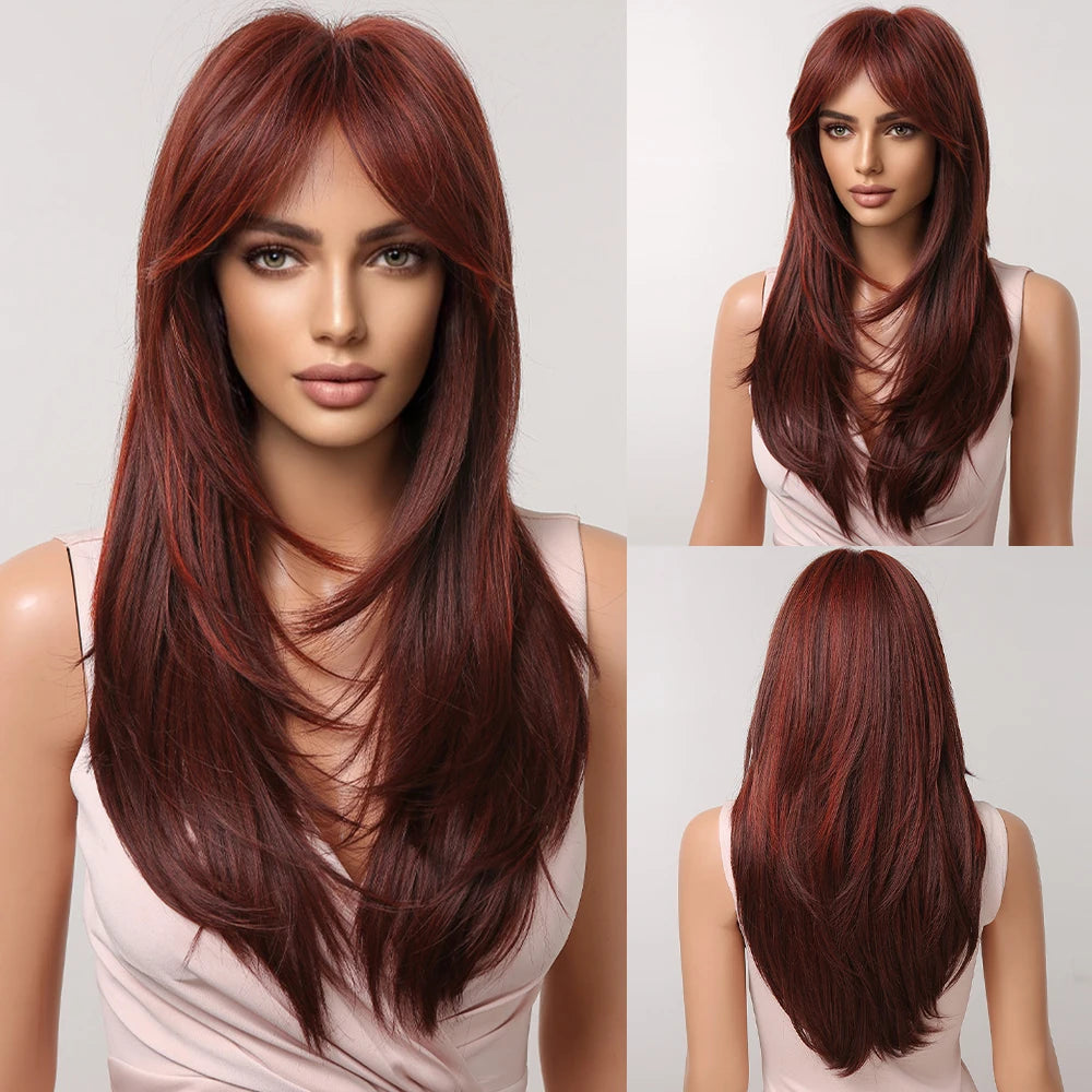 CharmSource Blonde Long Hair Natural Straight Wig Synthetic Wigs  for Women Daily Party High Density