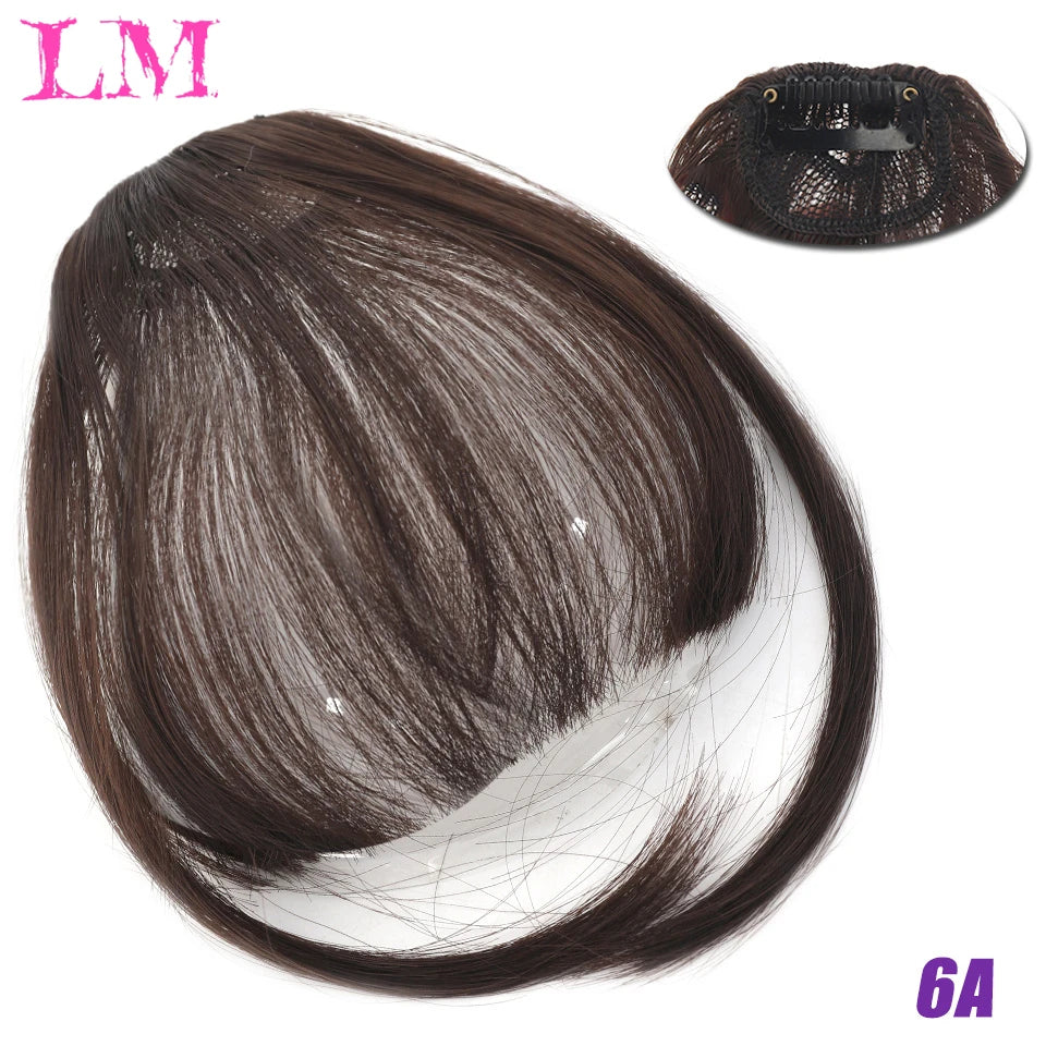LM Curly Straight Hair Wigs Bangs Clip Natural Hair Style Black Dark Brown Light Brown Synthetic Heat-Resistant Fiber Suitable For Women Wig