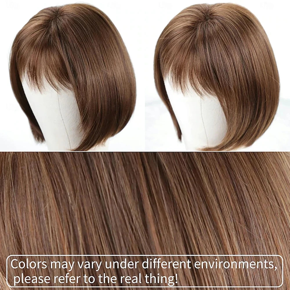 HAIRJOY Synthetic Hair Short Brown Bob Wigs with Bangs for Women  Daily Party Wig