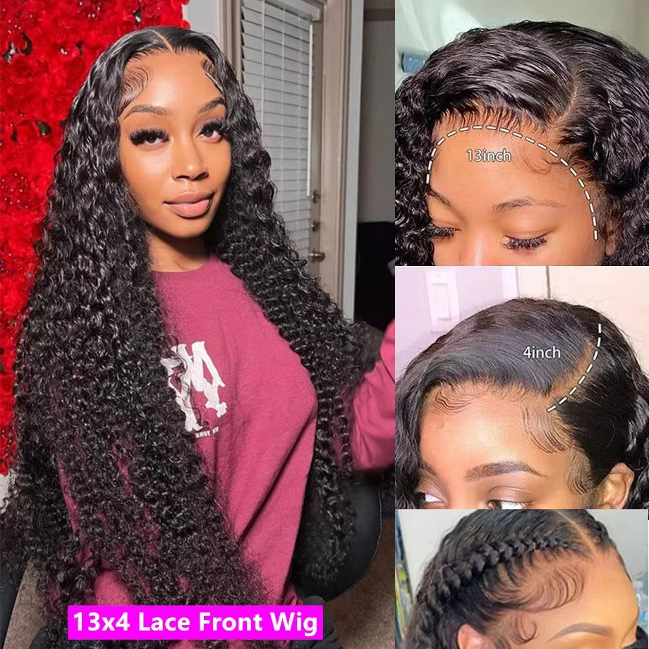 Deep Wave Frontal Wig 13x6 Hd Lace Curly Human Wigs Hair Loose Water Wave 30 - 40 Inch 13x4 Hd Lace Front Wigs For Black Woman