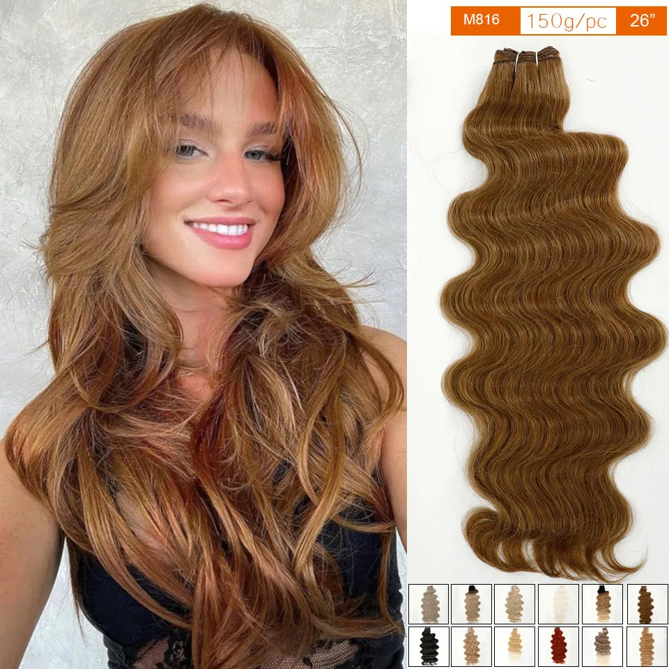 30Inches 200Grams Wig Magicae Rainbow Brown Brazilian Body Wave Bundles Colored Blond 27/613 Natural High Temperature Synthetic Hair Style Wigs