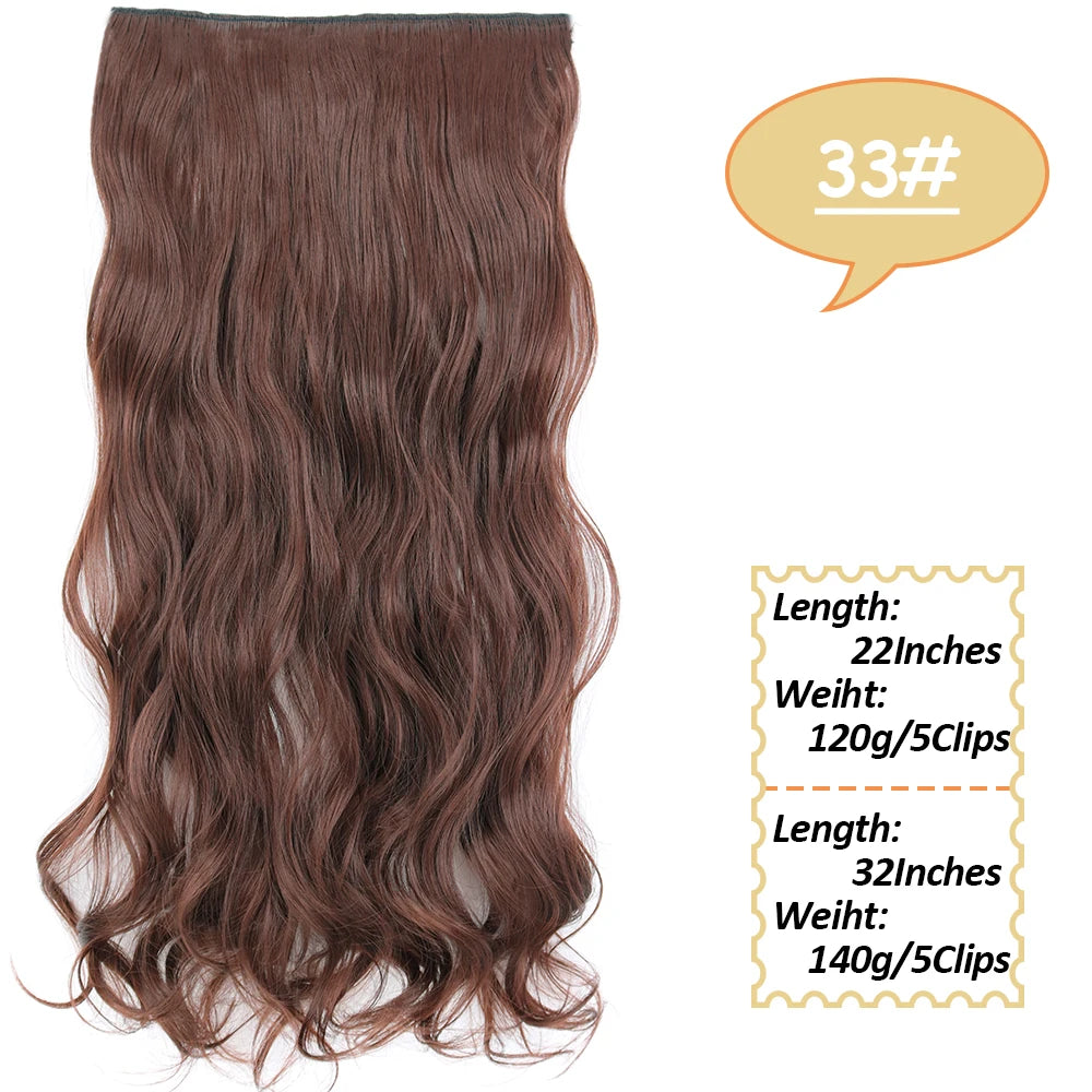 NICESY Synthetic Long Wavy 5 Clips Hair Extensions 22Inch/32Inch Clip On Hair Extensions High Tempreture Fake For Women