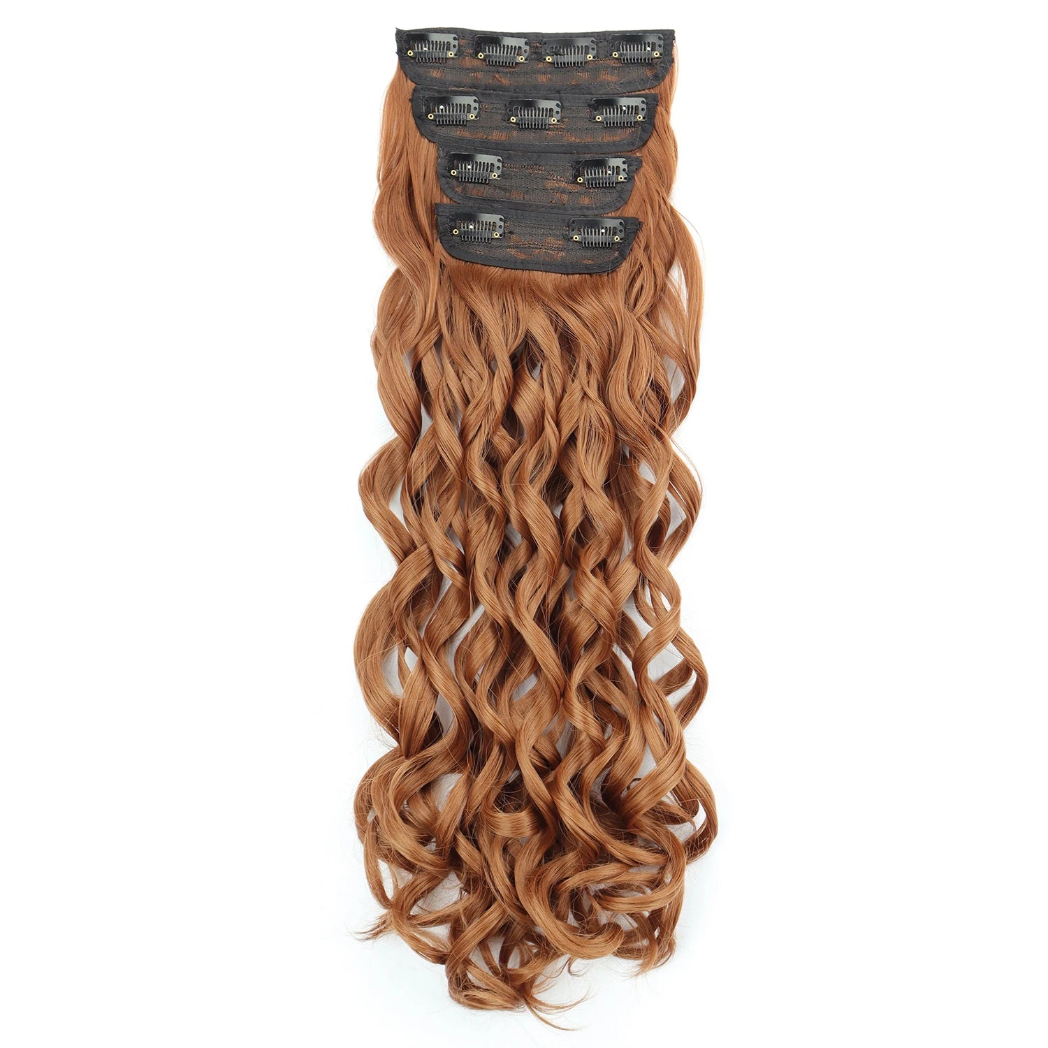 Wig 4Pcs/Set Clip In Hair Accessories and Extensions Synthetic Long Curly Wave Hair Wigs Brown Blonde Black Fake Hairpiece For Women Daily Use