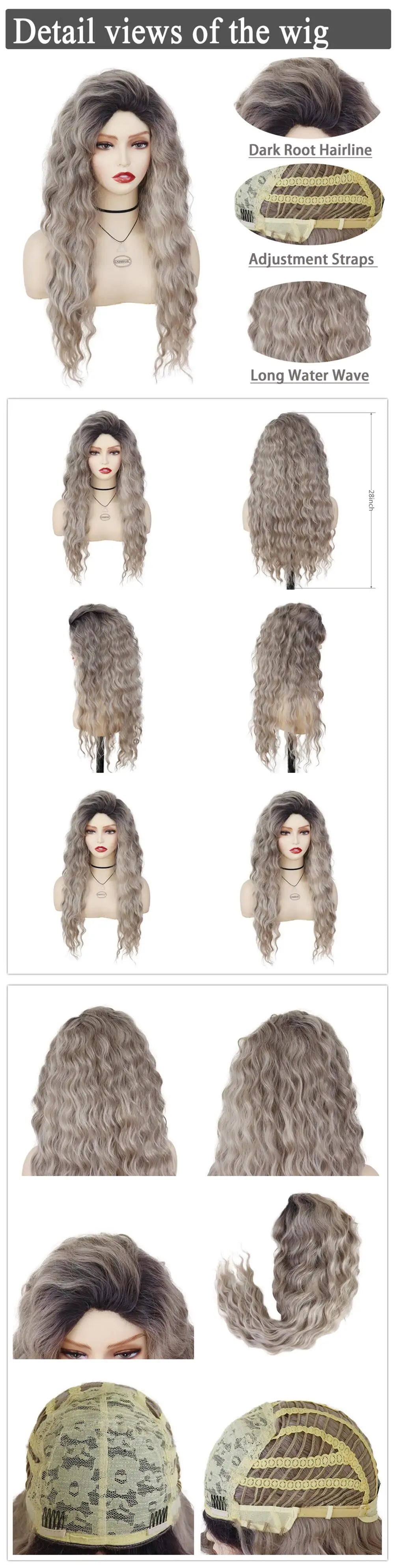 Womens Wig Long Synthetic Hair Ombre Blonde Curly Hair Wigs Female Natural Wavy Drag Queen Regular Wig 80s Gradient Hair Style Wigs for Student