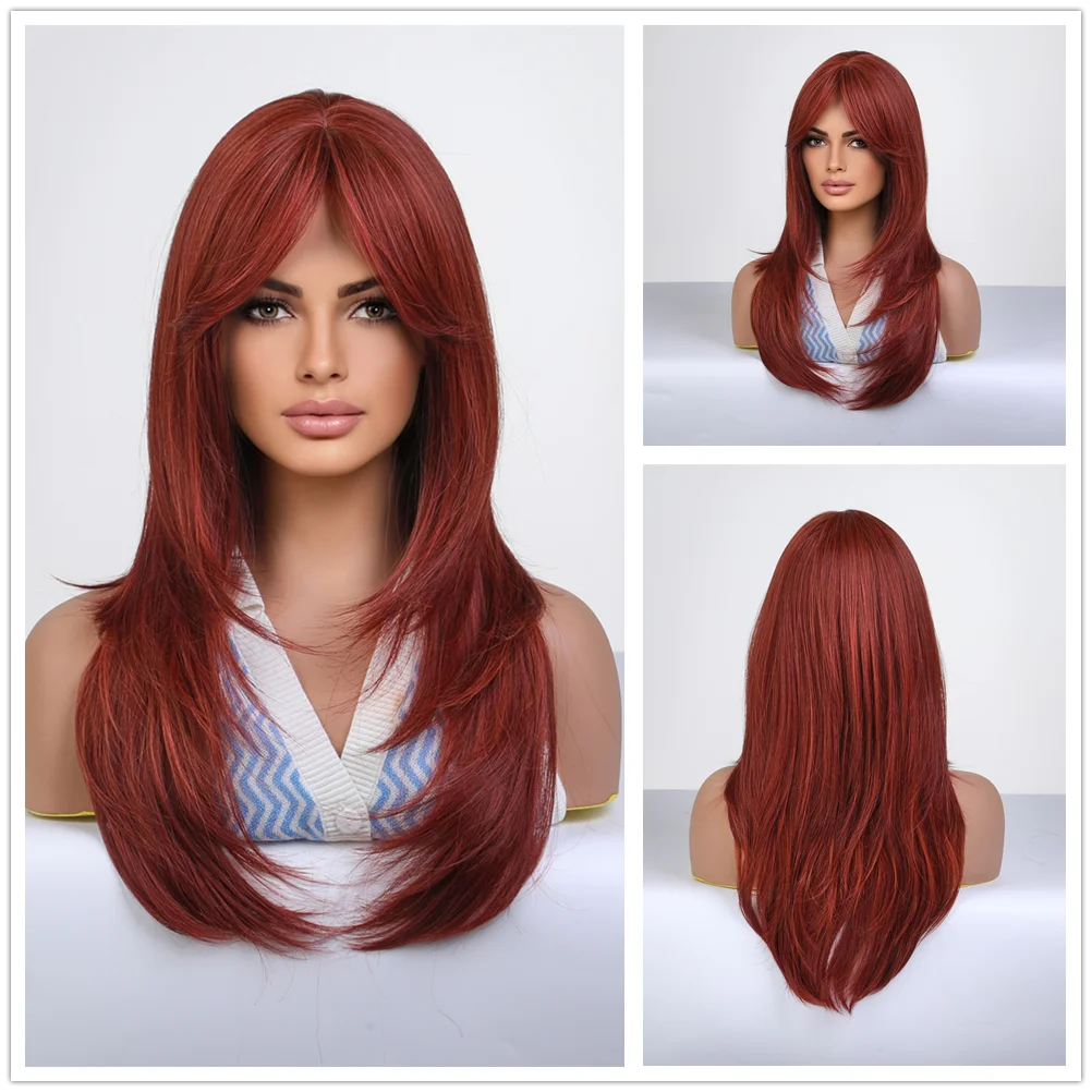 CharmSource Blonde Long Hair Natural Straight Wig Synthetic Wigs  for Women Daily Party High Density