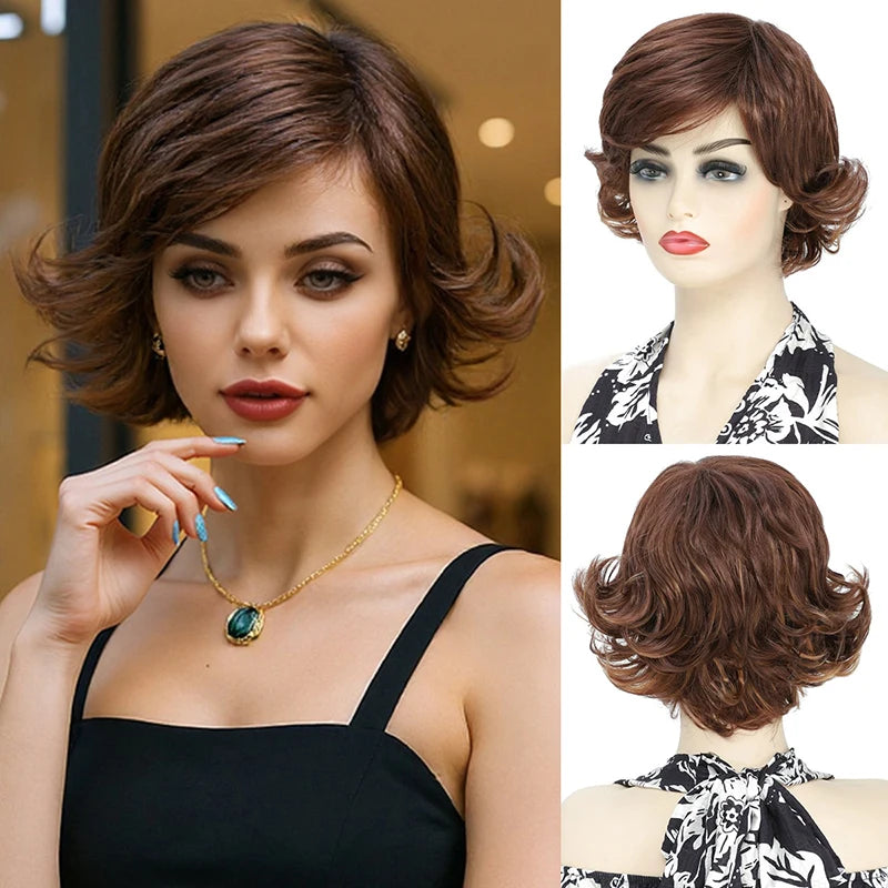 Wig for women, natural full head style, curly hair wigs short curly hair, hair cover Synthetic fiber wig