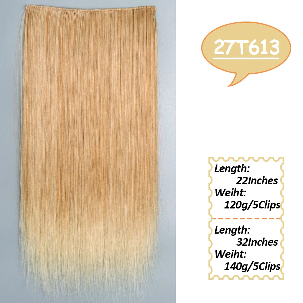 NICESY Synthetic Long Wavy 5 Clips Hair Extensions 22Inch/32Inch Clip On Hair Extensions High Tempreture Fake For Women