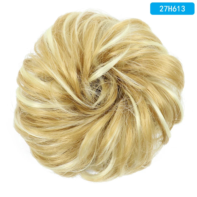 AZQUEEN Messy Bun Hair Extension Synthetic Elastic Band Curly Wave Chignon Scrunchies Donut Updo Hairpiece For Women