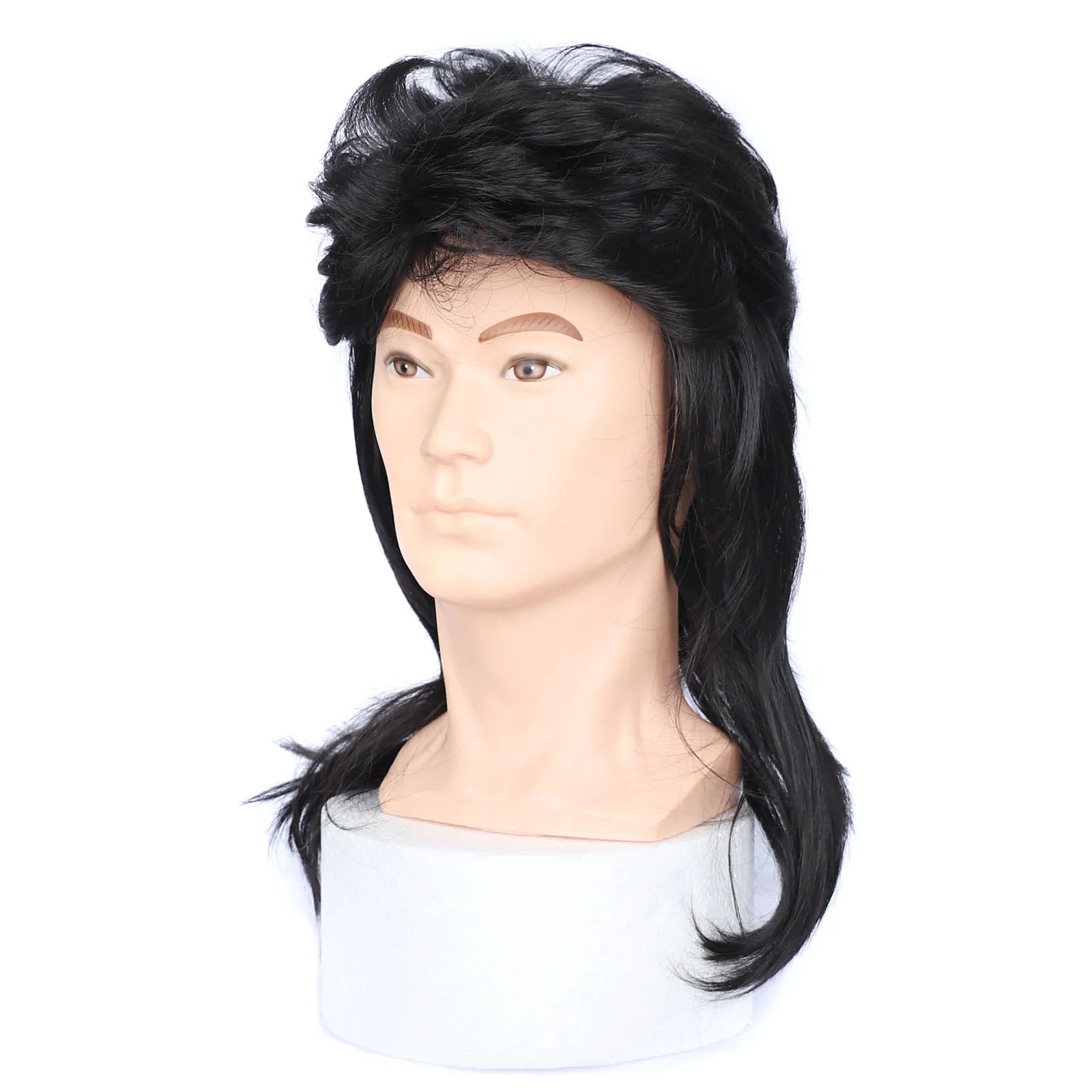 Hair Wigs Vintage 80s Mullet Wig for Men Unisex Curly Permed Black Brown Synthetic Hairpiece for Cosplay Party Women Daily Use