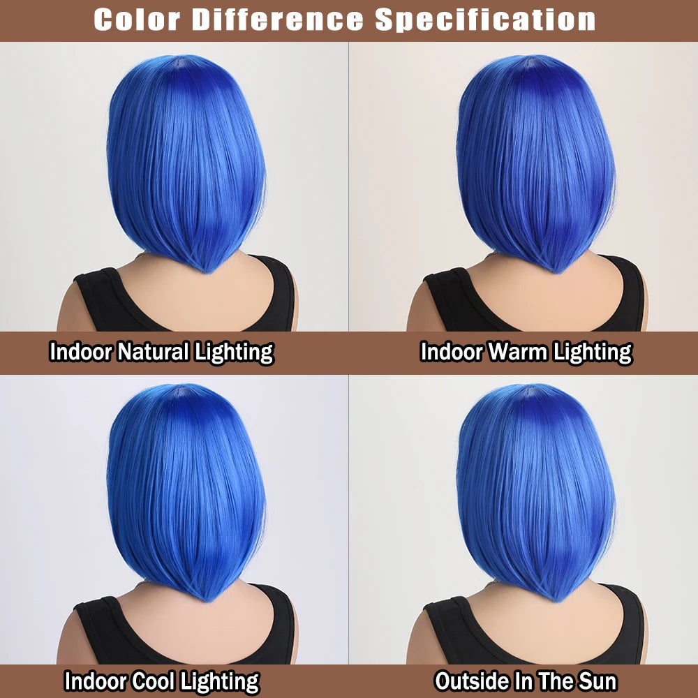 Heat Resistant Short Bob Wig with Bangs for Women Hair Wigs Perfect for Halloween Birthday Costume Party Or Daily Use, Hair Style