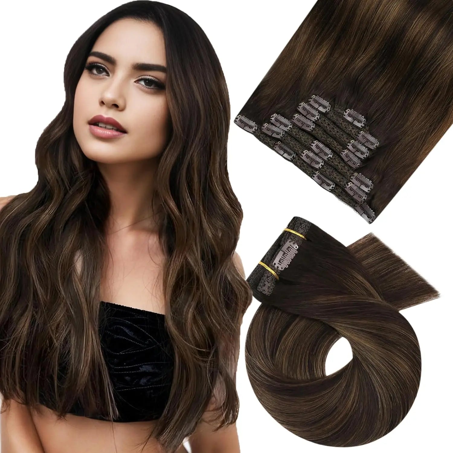 [Hot Sale] Moresoo Clip in Wigs Hair Extensions Real Natural Hair Remy Straight Wig Set 5&7 Pcs Brazilian Clip in Human Hair Extensions and Accessories