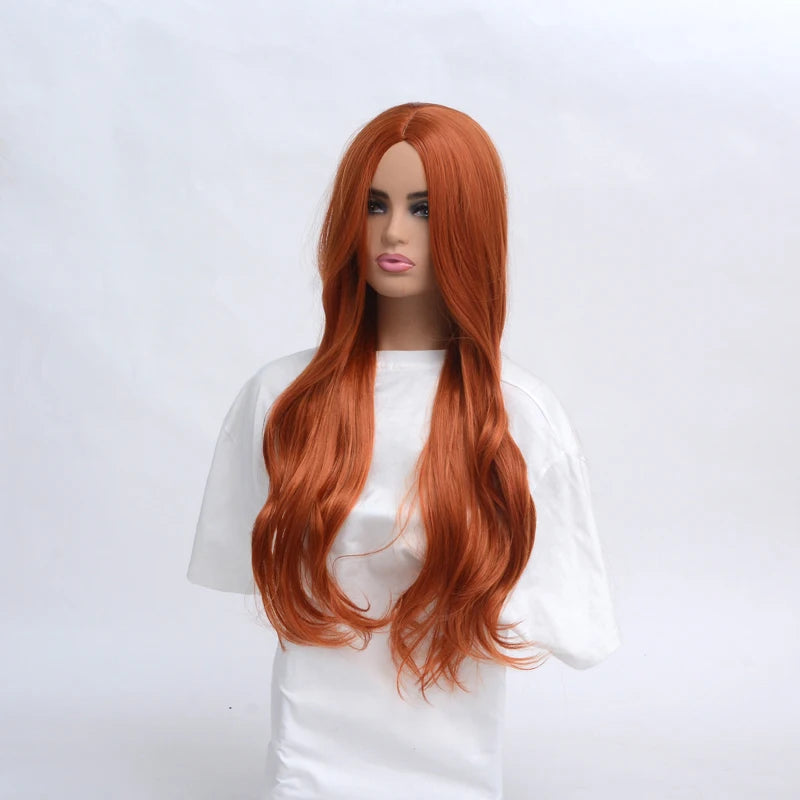 SuQ Synthetic Wig Women's  Copper Red Hair Wigs Synthetic Natural Cosplay Party Long Wave Middle Part Heat Resistant Daily Use Women