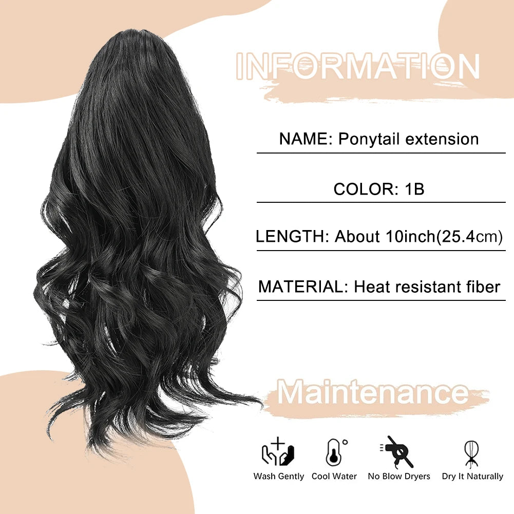 Short Ponytail Hair Extension and Accessories Wigs Synthetic Claw Curly Wavy Clip in Hairpiece Ponytail Hair Extension Short Pony Tail Synthetic Wig for Women