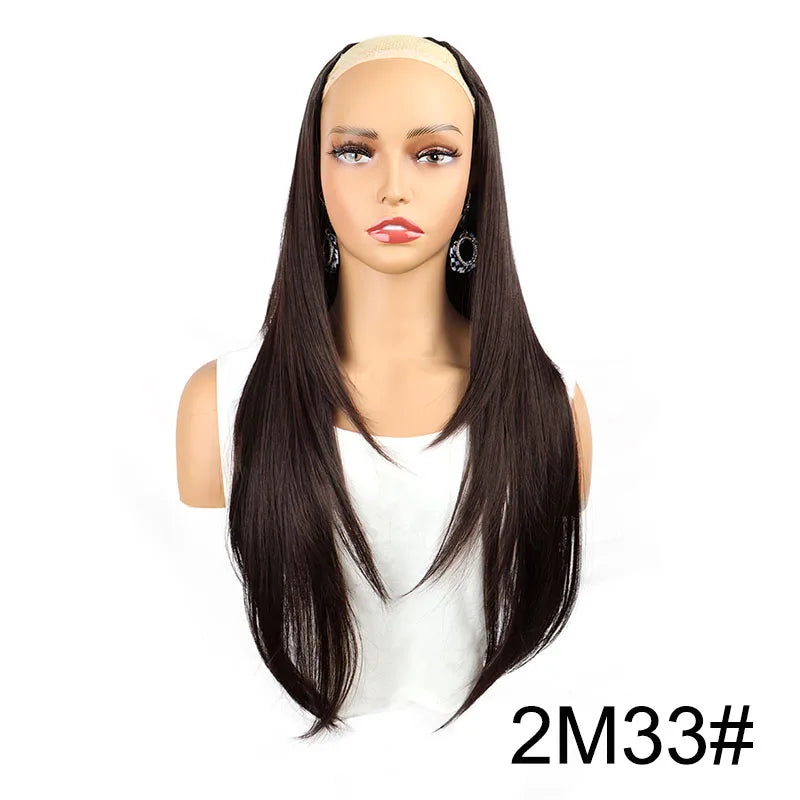 Wigs WIGSIN 22Inch Synthetic V-shaped Layered 4 Clips Long Straight Hair Extension and Accessories Fashion Invisible Hairpiece Wig for Women Daily Use