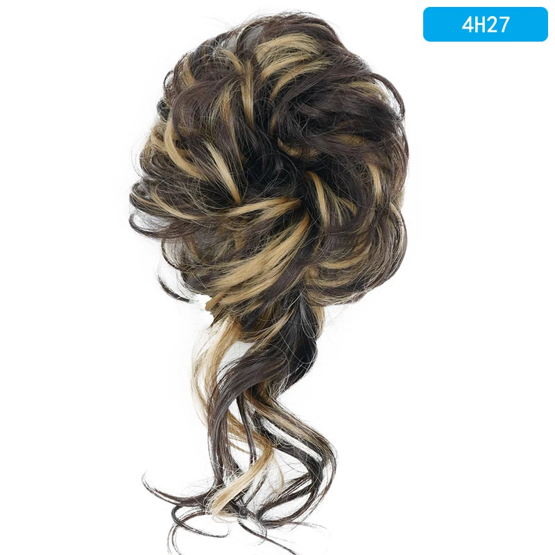 AZQUEEN Messy Bun Hair Extension Synthetic Elastic Band Curly Wave Chignon Scrunchies Donut Updo Hairpiece For Women
