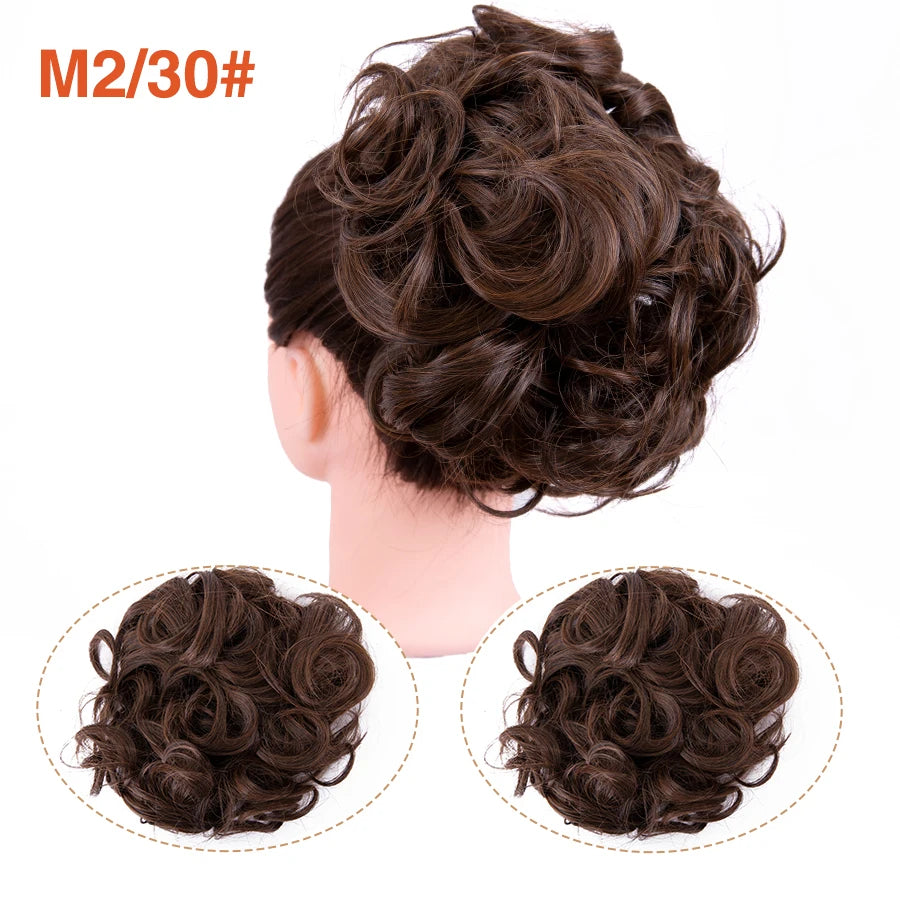 Leeons Syntheic Chignon Hair Wigs piece Curly Bun Hair Extensions and Accessories Scrunchie Updo Hair Pieces Combs In Messy Bun Hair Piece For Women Wig