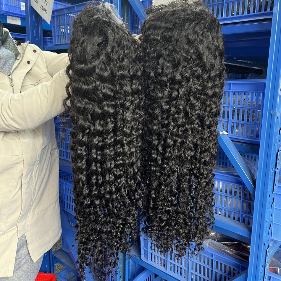 Nexora Curly Wigs 1b Black Wig Water Wave 360 human hair full lace wig Deep Wave Inviscid Strap Glueless Lace Wigs Bleached Knotted