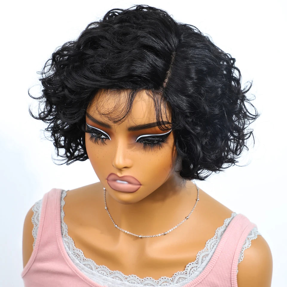 Sleek Bodywave Human Hair Wigs For Women Short Pixie Cut Lace Wig 100% Real Brazilian Body Wave Lace Wigs With Baby Hair Style