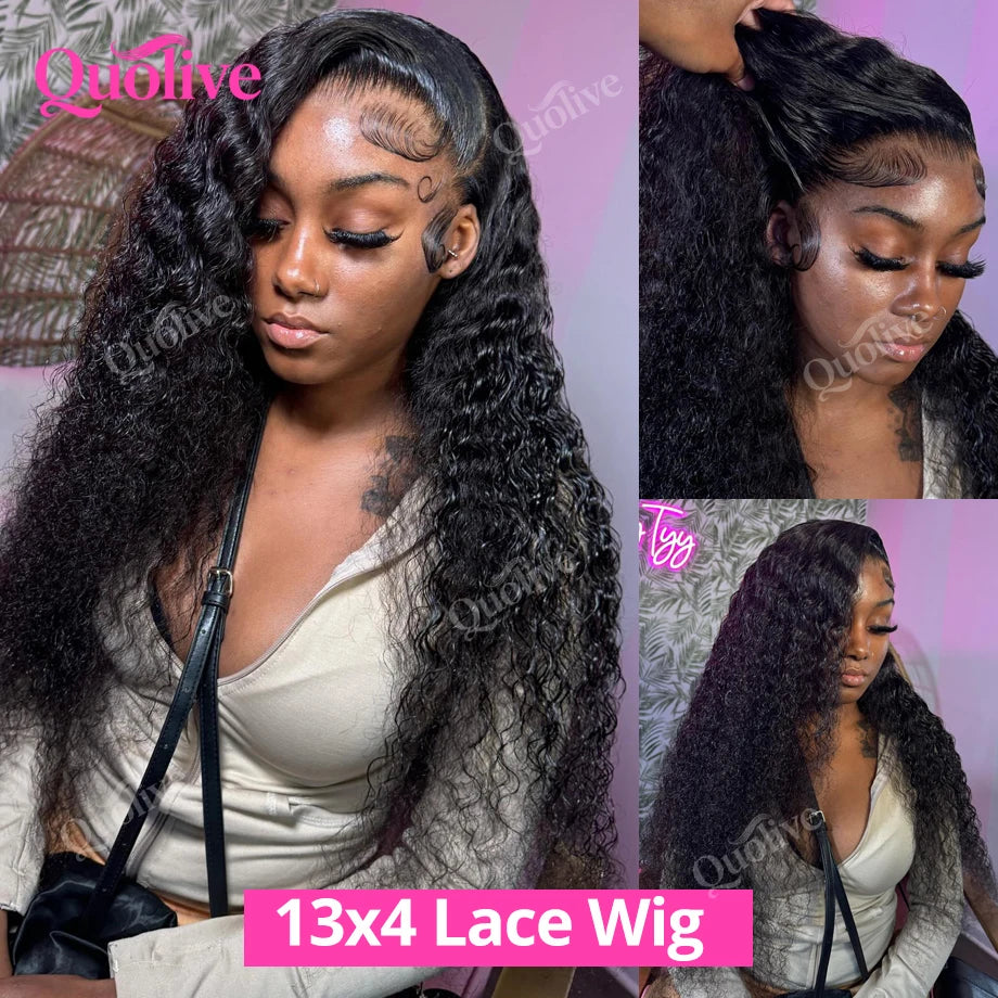 Deep Wave Frontal Wig 13x6 Hd Lace Curly Human Wigs Hair Loose Water Wave 30 - 40 Inch 13x4 Hd Lace Front Wigs For Black Woman