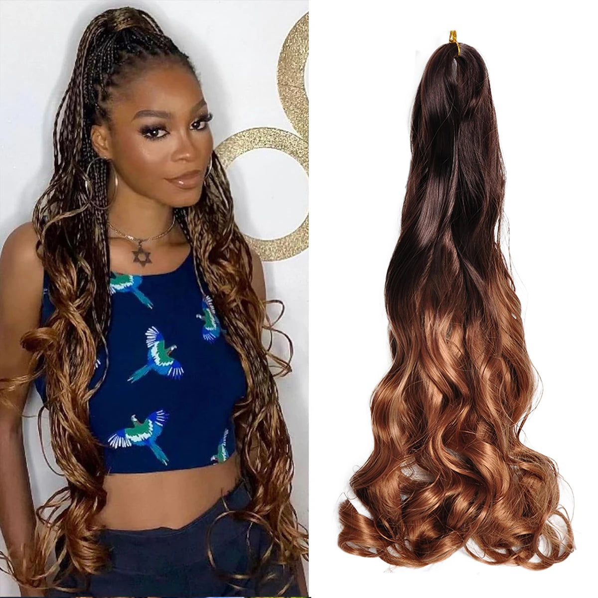 French Curly Braiding Hair Wigs Pre Stretched Bouncy Braiding Wig Hair Easy Braid Curl Braids, Lightweight Synthetic Wavy Hair Accessories and Extensions for Women
