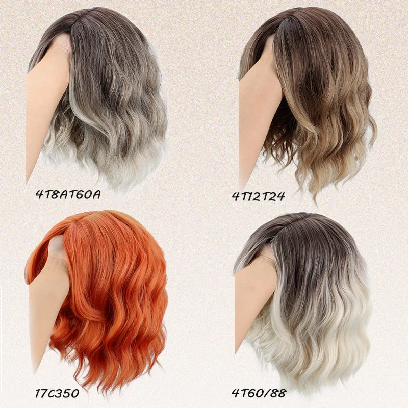 WIGSIN 12Inch Wig Synthetic Platinum Blonde Highlight Short Wace Curly Hair Wigs