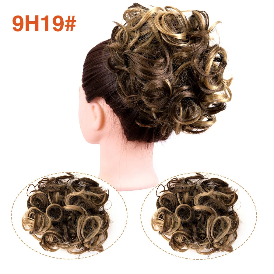 Leeons Syntheic Chignon Hair Wigs piece Curly Bun Hair Extensions and Accessories Scrunchie Updo Hair Pieces Combs In Messy Bun Hair Piece For Women Wig