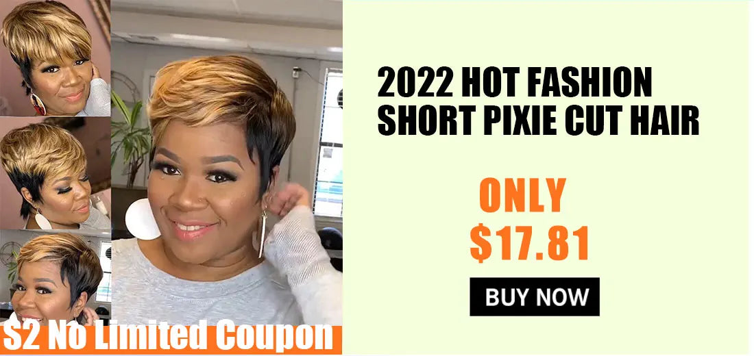WIGERA Highlight Synthetic Hair Wigs Short Straight  Pixie Cut Hair Bob Wig Honey Gold Mix Black For Woman Daily Use