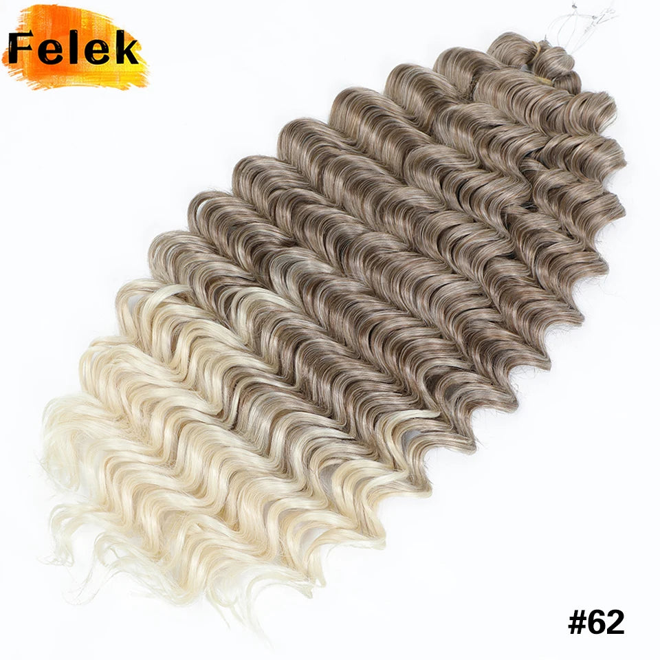 Wig Deep Wave Twist Braiding Hair Extensions and Accessories For Women High Quality Synthetic Crochet Braids Hair 24 Inch Wigs Ombre Bug Brown Afro Curls