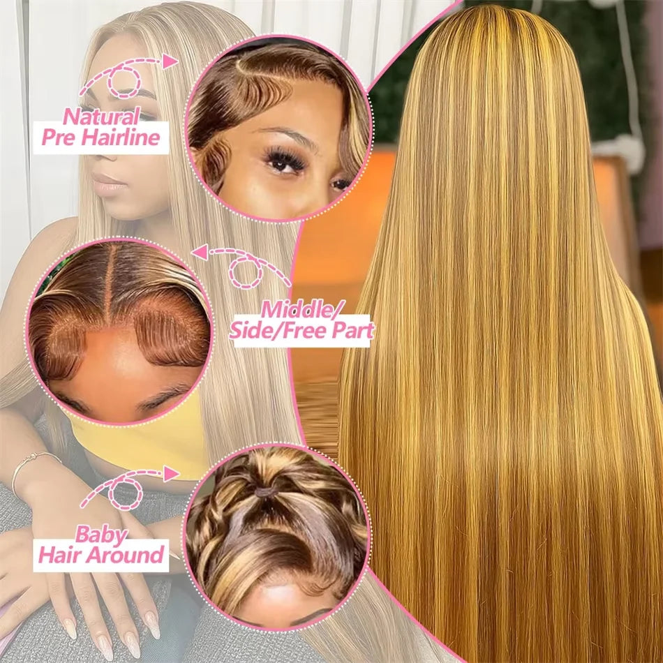 P30/613 Body Wave Highlight Wig 100% Vietnamese Glueless Hair Style Wigs Human Hair 613 Bone Straight Blonde Wigs 13x6 Hd Lace Frontal Wig