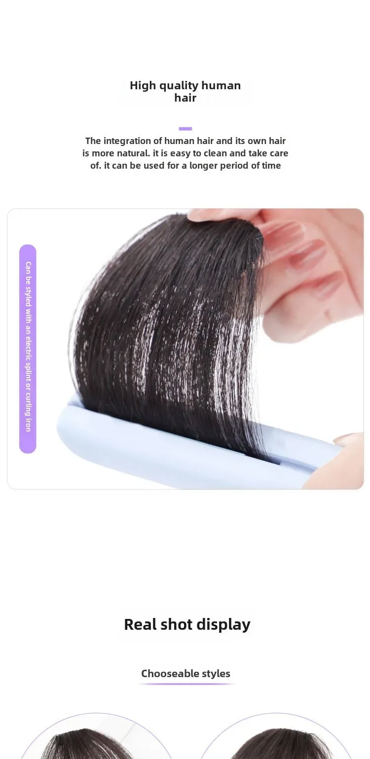 3D Remy Human Hair Wigs Air Bangs For Girl Women Forehead Reissue ONE Clip in Wig Hair Accessories and Extensions Natural Fringe Hairpiece 4 Colors Hair Style