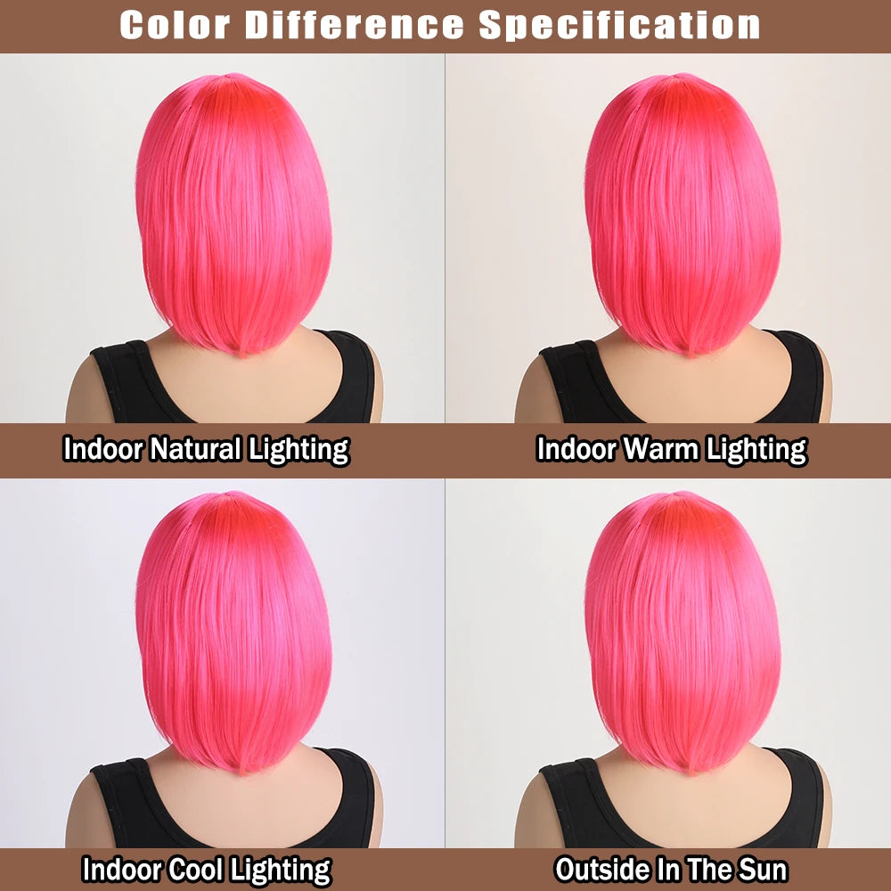 Heat Resistant Short Bob Wig with Bangs for Women Hair Wigs Perfect for Halloween Birthday Costume Party Or Daily Use, Hair Style