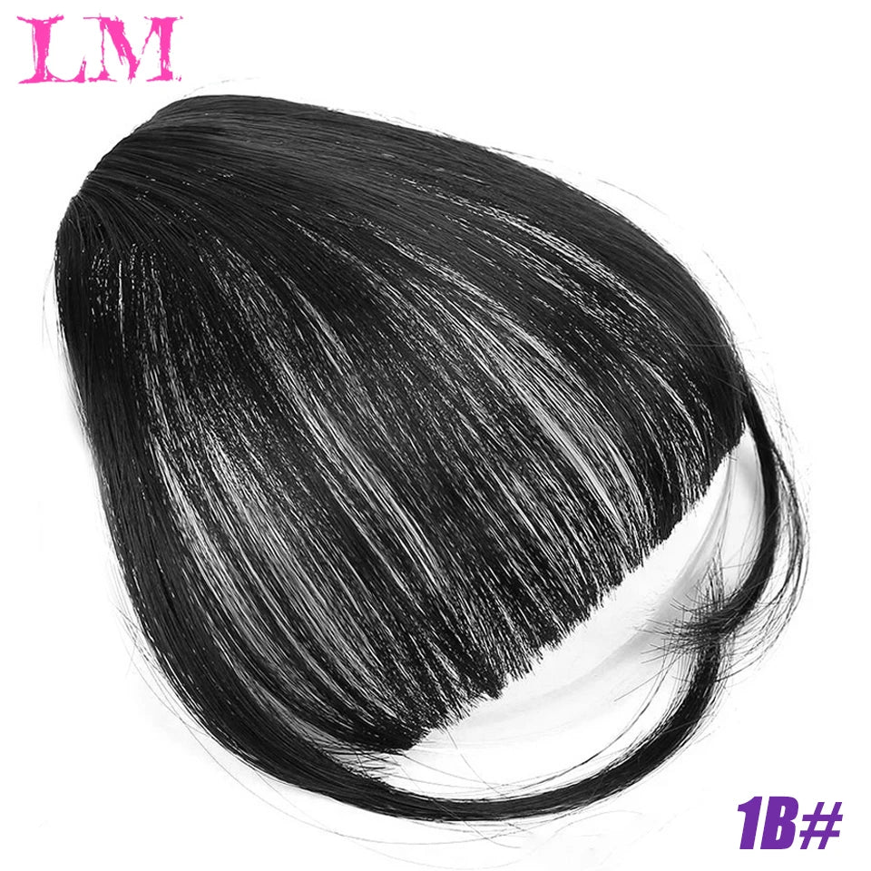 LM Curly Straight Hair Wigs Bangs Clip Natural Hair Style Black Dark Brown Light Brown Synthetic Heat-Resistant Fiber Suitable For Women Wig