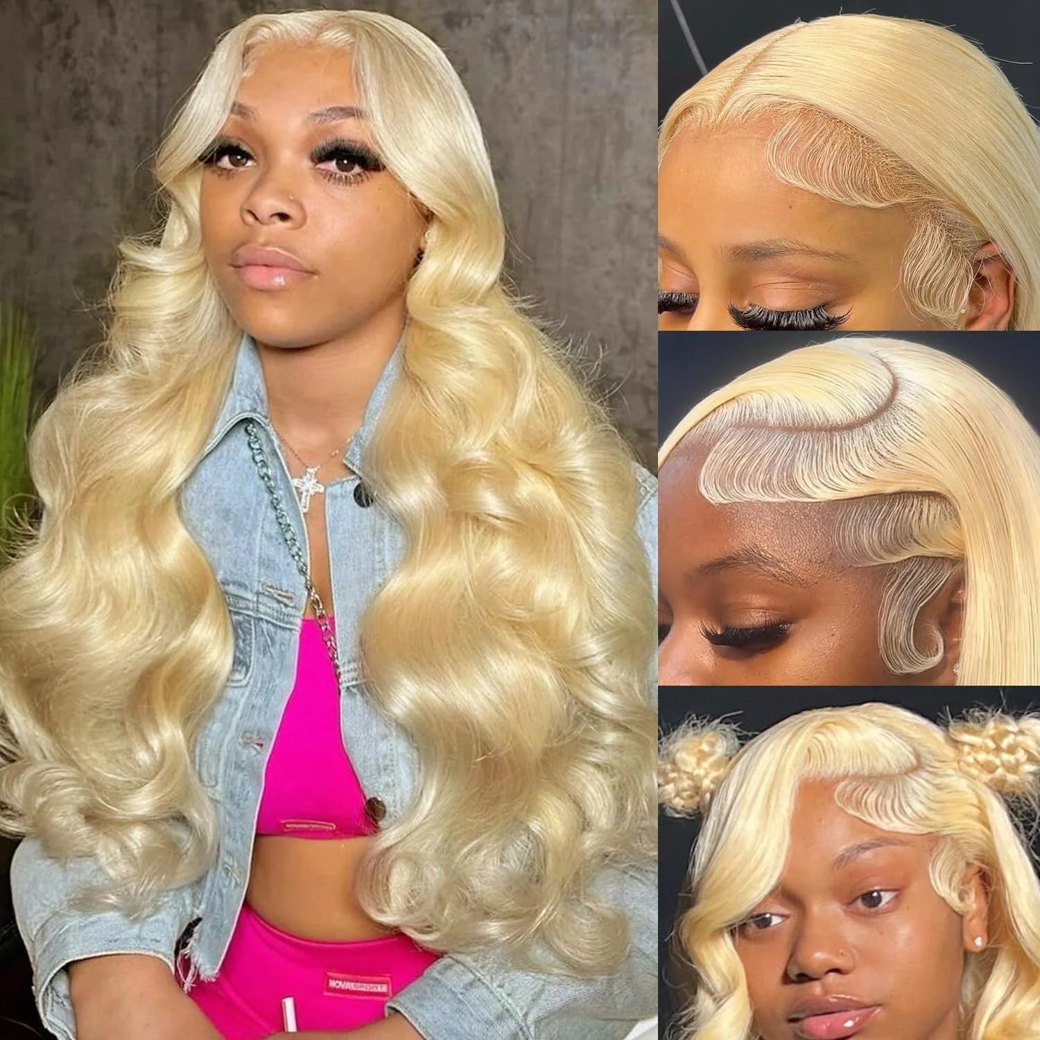 613 13x6 Lace Front Wig Human Hair Body Wave Blonde Lace Frontal Wigs for Women 200 Density Natural Hairline With Baby Hair