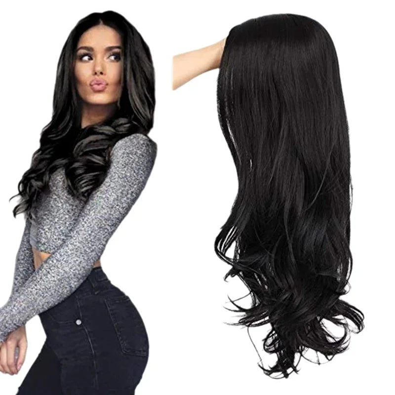 Black Color Long-Lasting Synthetic Wig for Women of Hair Wigs Extension and Accessories
