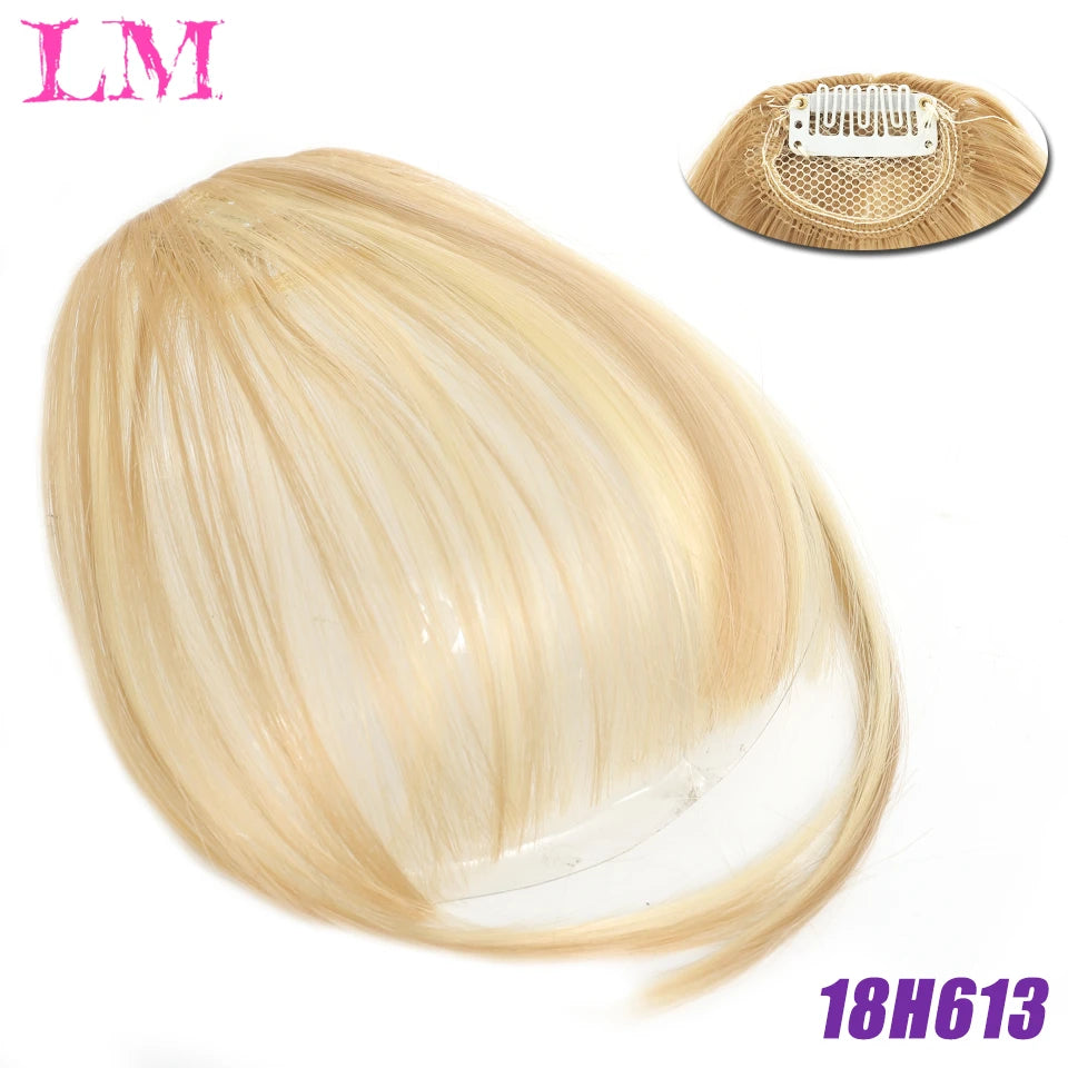 LM Curly Straight Hair Wigs Bangs Clip Natural Hair Style Black Dark Brown Light Brown Synthetic Heat-Resistant Fiber Suitable For Women Wig