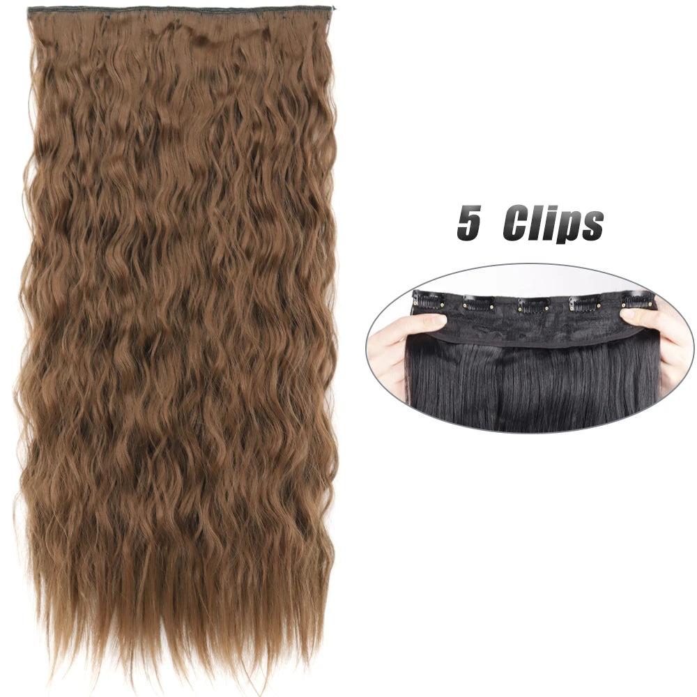 Synthetic Wig 5 Clip In Hair Accessories and Extensions Long Straight Wigs Hair Style Hairpiece Black Brown Blonde 80CM Natural Fake Hair For Women