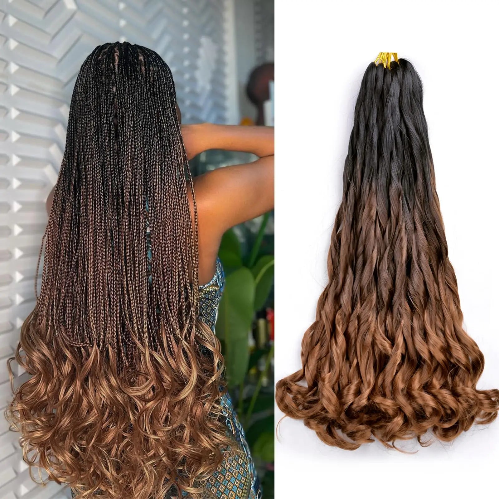 French Curly Braiding Hair Wigs 22Inch Synthetic Curly Braiding Wig Hair Pre Stretched Loose Wavy Curl Braiding Hair Accessories and Extensions For Women
