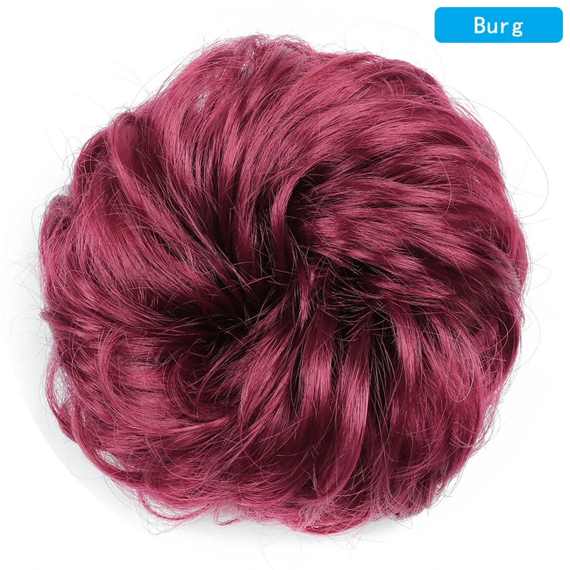 AZQUEEN Messy Bun Hair Extension Synthetic Elastic Band Curly Wave Chignon Scrunchies Donut Updo Hairpiece For Women