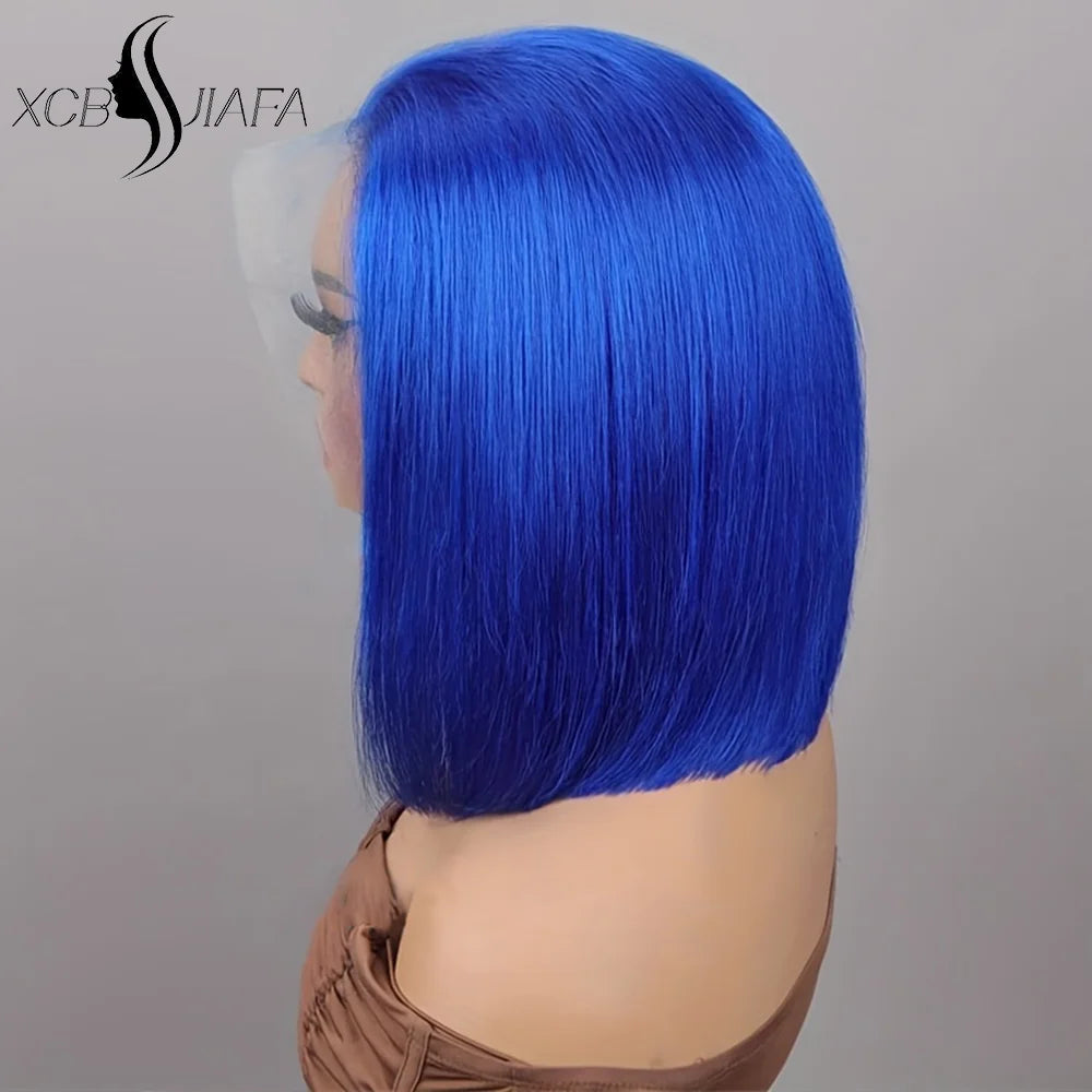 Brazilian Hair Wigs Straight Navy Blue Bob Human Hair Wig 180 Density 13x4 HD Lace Frontal Wigs On Clearance Sale For Black Women Hair Style