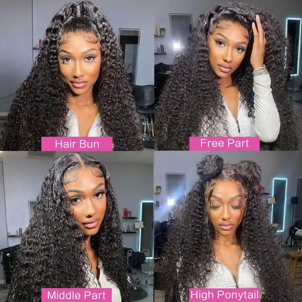 13x6 Wig Glueless 250 Density Brazilian Deep Wave Curly Hair Style Wigs HD Lace Frontal 100% Human Hair Wigs For Women Preplucked Best Hair Water Wig