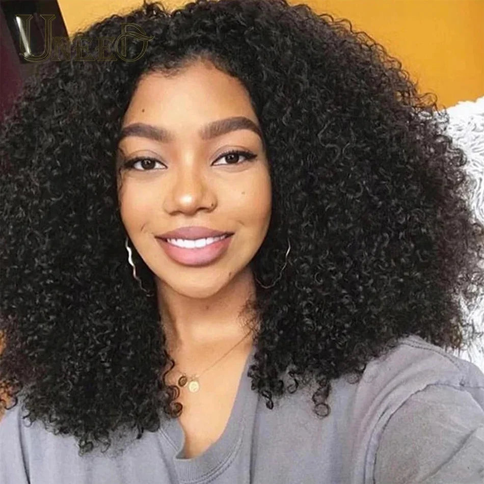Mongolian Kinky Curly Wig Human Hair 13x4 Curly Lace Front Human Hair Wigs Hair Kinky Curly Lace Closure Wig For Women 180 Density