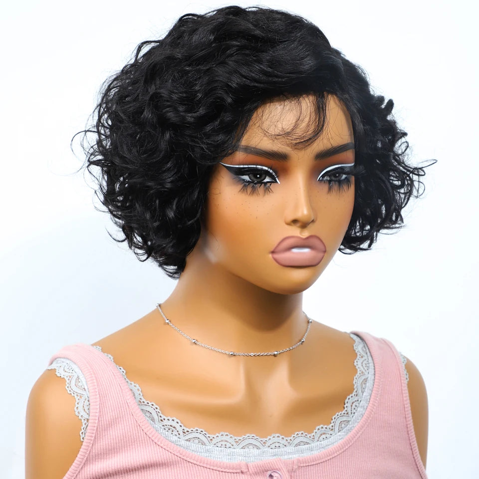 Sleek Bodywave Human Hair Wigs For Women Short Pixie Cut Lace Wig 100% Real Brazilian Body Wave Lace Wigs With Baby Hair Style
