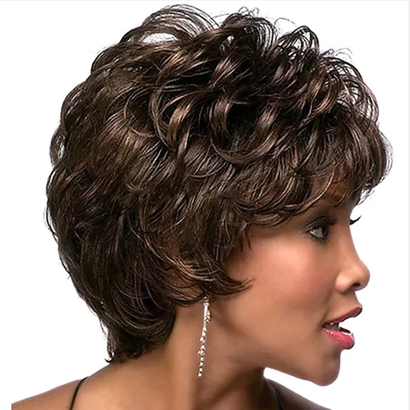 HAIRJOY Synthetic Hair Wigs Women Classic Short Wig Layers Curly Grey Wigs Hair Style for Women