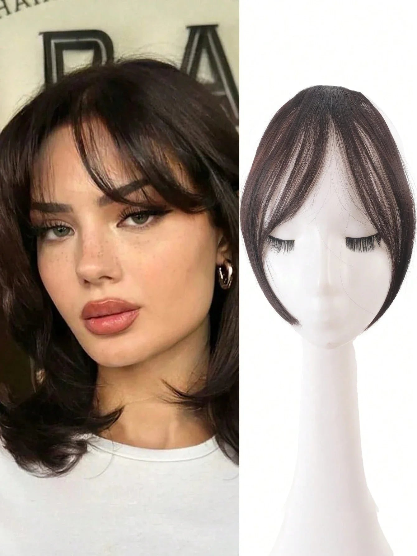 Synthesis Wig Middle-Part Bangs Hair Accessories and Extensions Clip In Forehead Natural Seamless French Oblique Bangs Eight-Character Bangs Hair Wigs within Hair Style